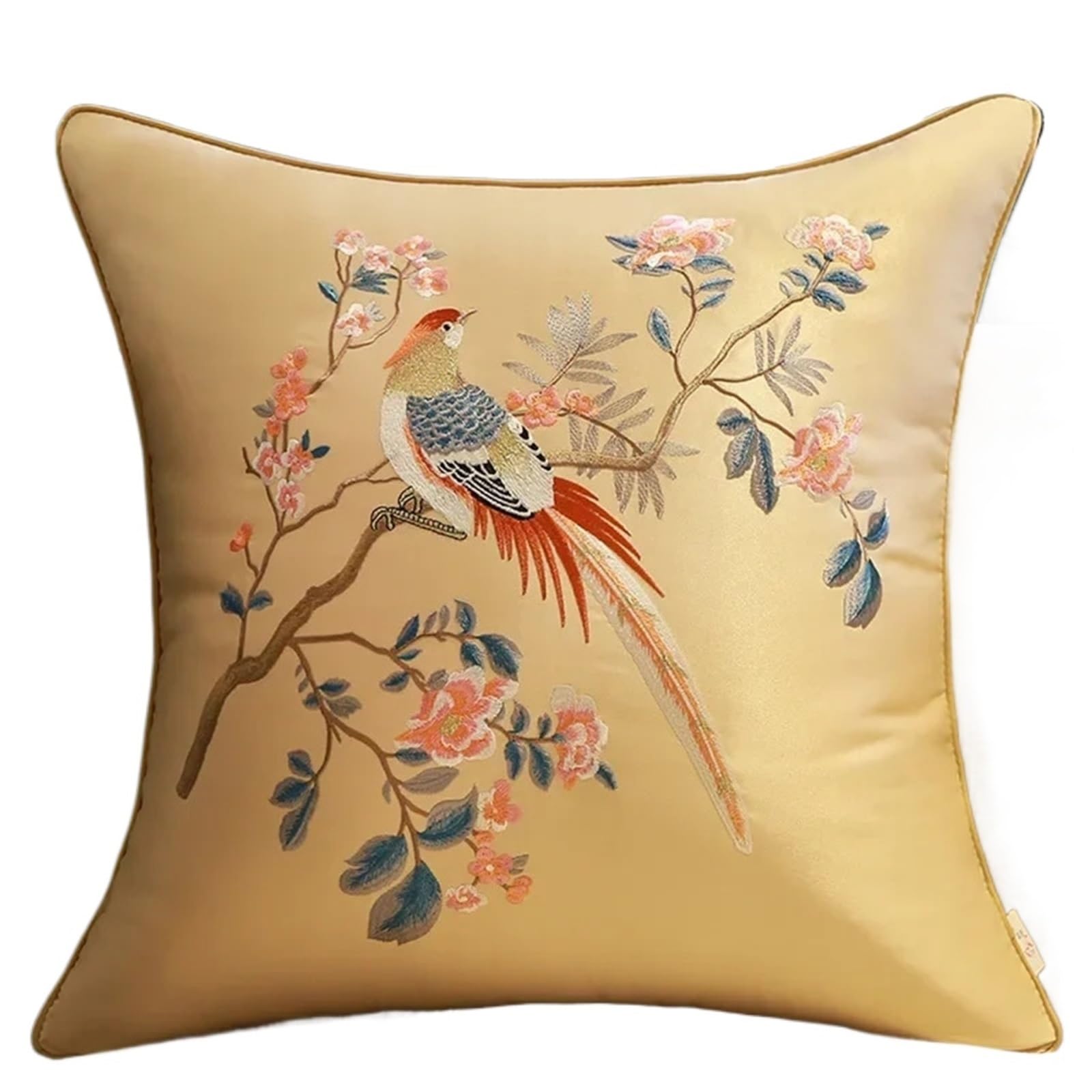 SNDISNV Embroidered Flower Bird Pillowcase For Bedroom