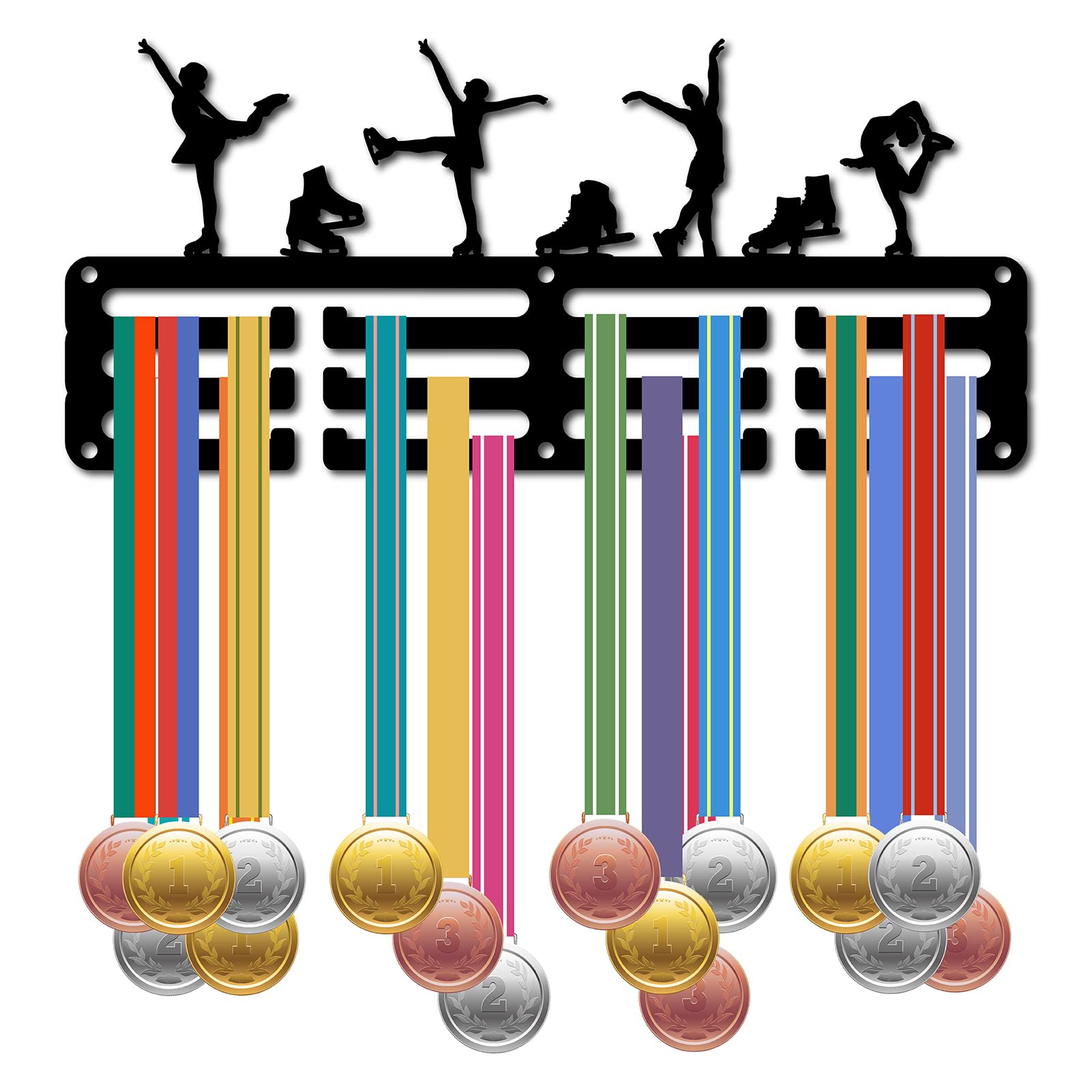 CREATCABIN Perchas para Medallas Esgrima,Soporte para Medallas,Estante Exhibición para Deportes,Premios Colgantes Metal,Hierro,Decoración Montaje Pequeño para Pared,Hogar,Carrera,Correr,Negro,29x13cm — view 18
