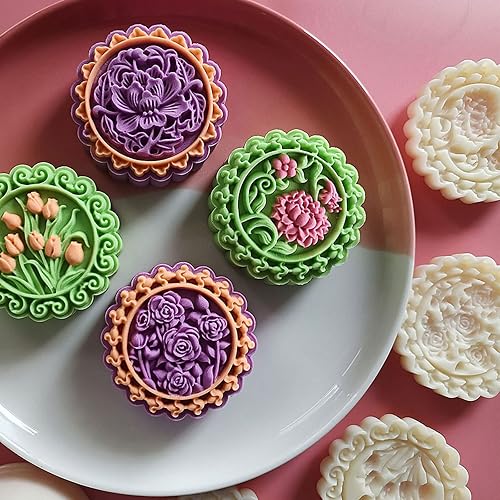 Miniatura 8 de Molde de tulipán y pastel de luna de mediados de otoño Molde de prensa de pastel de luna prensado a mano Molde de postre de pastel de luna Diy