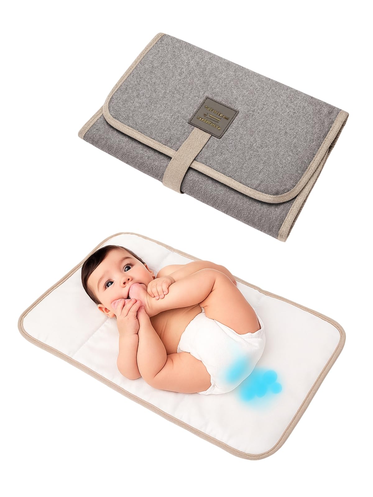 Youstylo Baby Diaper Changing Pad, Leakage Proof Diaper Changing Mat for Traveling, Diaper Bag Foldable Changer Mat Station for Babies Home Travel (Grey)-image-35