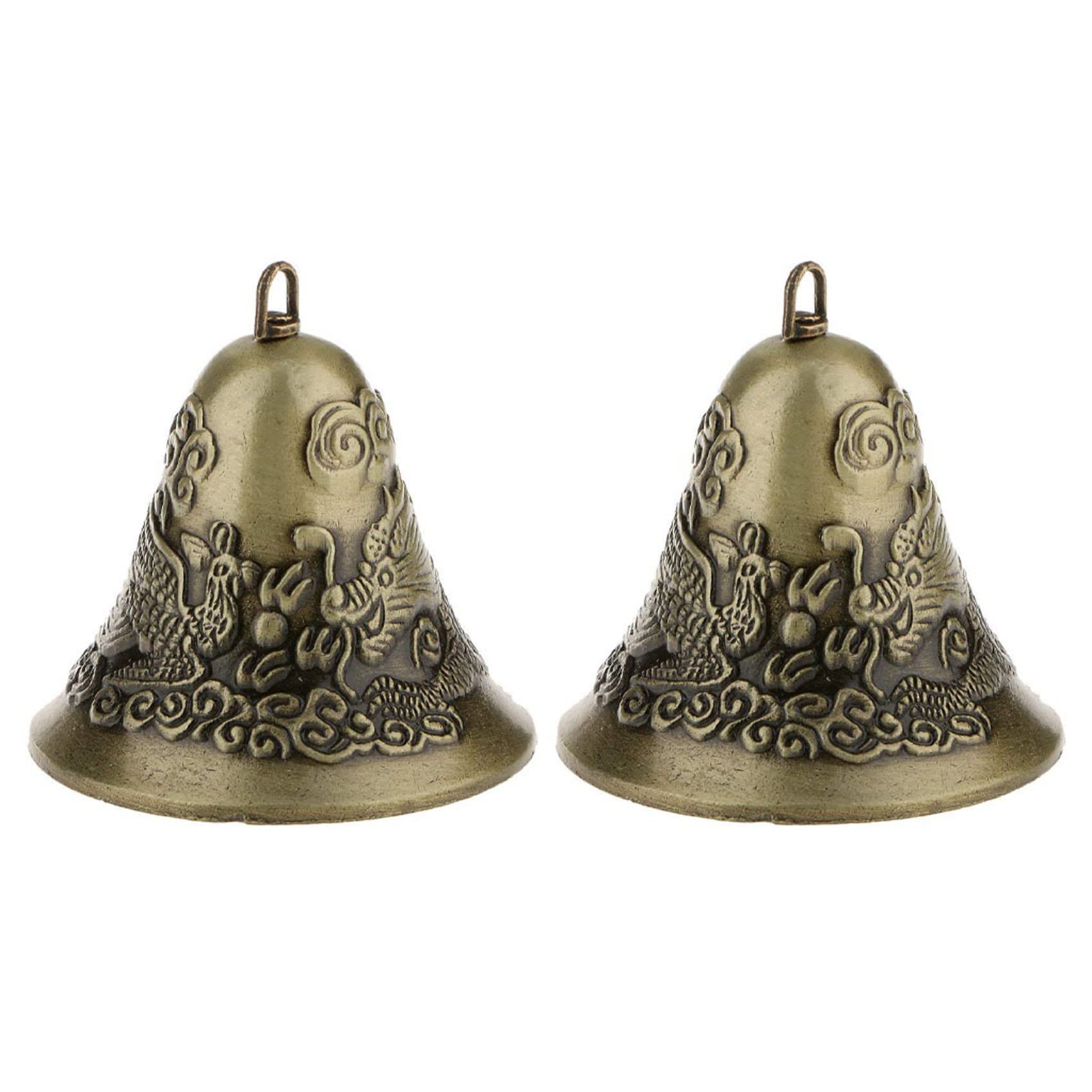 Hndhbfgrt 2X Mini-Feng Shui Chinese Dragon Charm Bell and Phoenix Figure Decor
