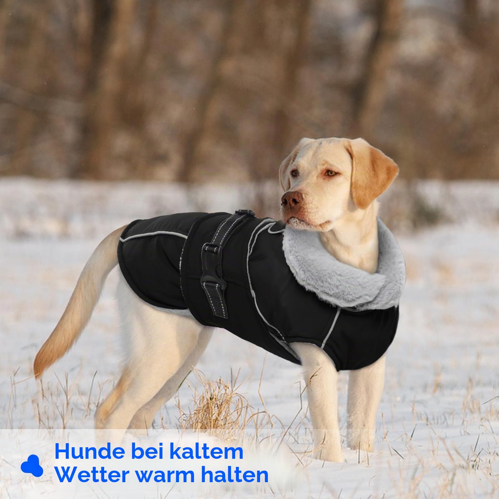 Hundemantel XXL, Hundejacke Große Hunde Fleecemantel Hund Hundepullover Grosse Hunde Warmer Hundemantel(Schwarz, 2XL)
