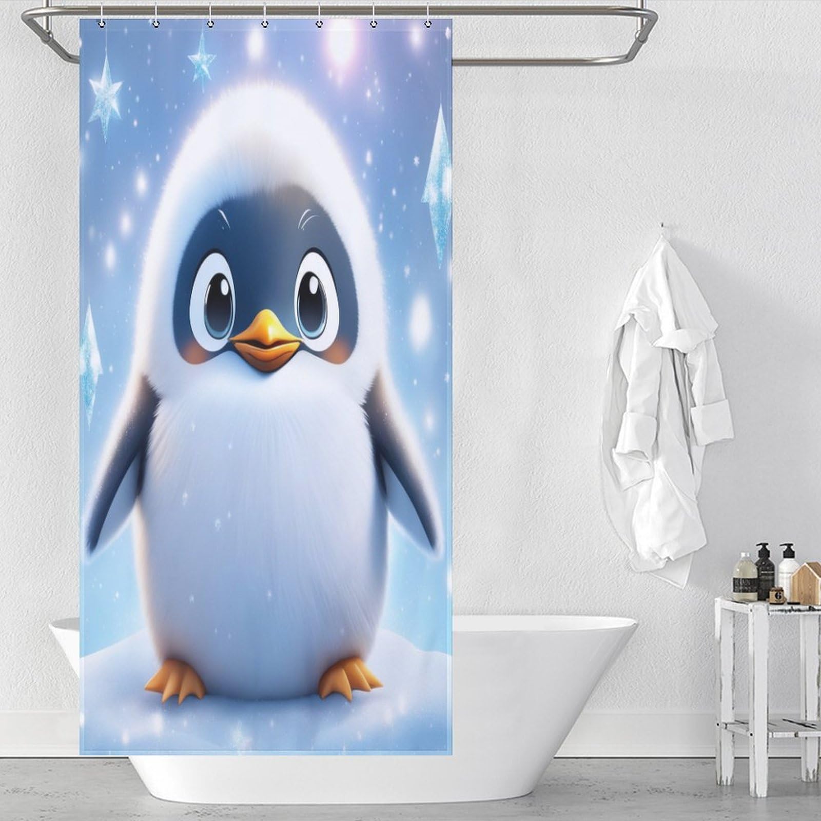 Rideau de douche manchot 92x183 cm en polyester lavable pour baignoire