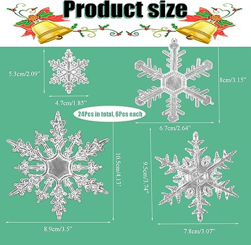 Miniatura 7 de MIAO JIN 48 piezas de plástico colgantes de Icicles colgantes colgantes para árbol de Navidad decoración de fiesta de boda transparencia