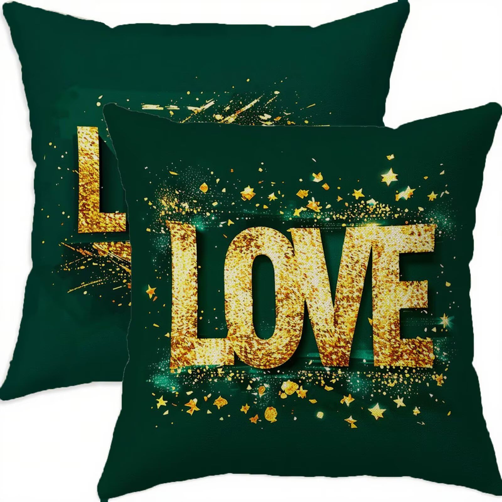 Housse coussin 75x75 lin vintage vert décoratif imperméable haut de gamme