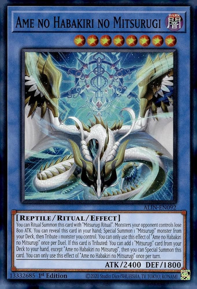 遊戯王アジアシークレットAme no Habakiri no Mitsurugi Amazon.com: AME no Habakiri no Mitsurugi - ALIN-EN092