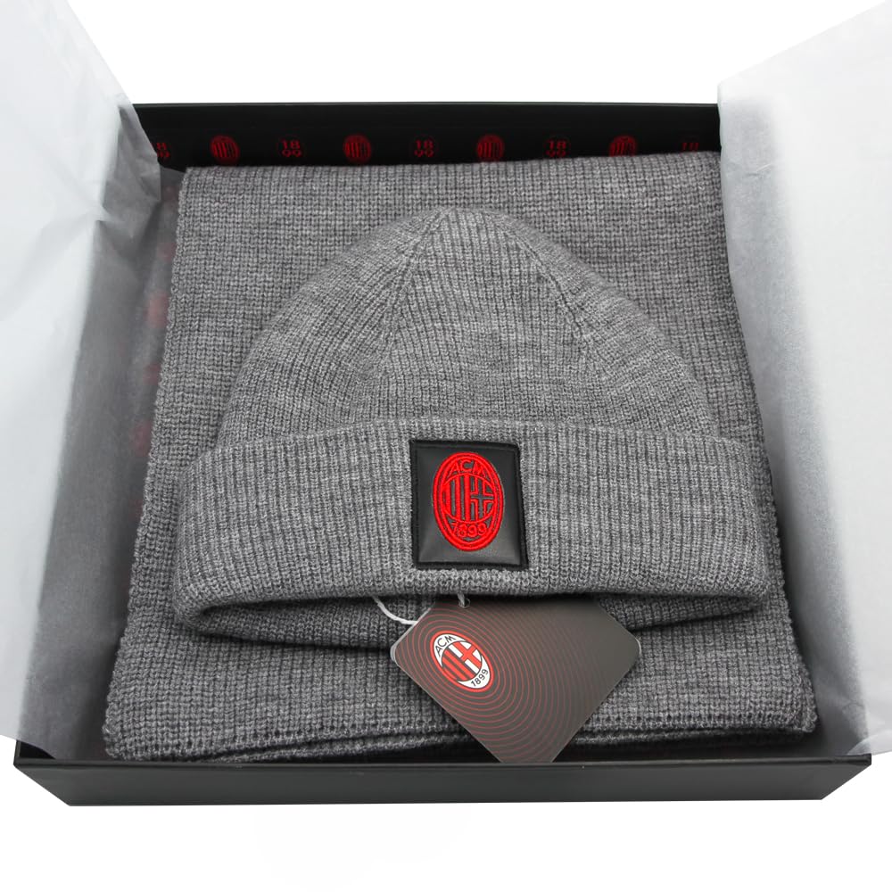 SET SCIARPA E CAPPELLO CON RICAMO IN BOX 47% PC 31% PL 22% NY MILAN 143555 GRIGIO