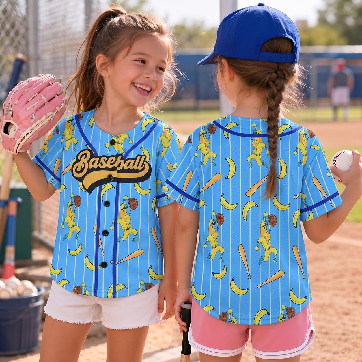 Baseball Jersey for Girls Boys Funny Banana Game Day Short Sleeve Shirts
