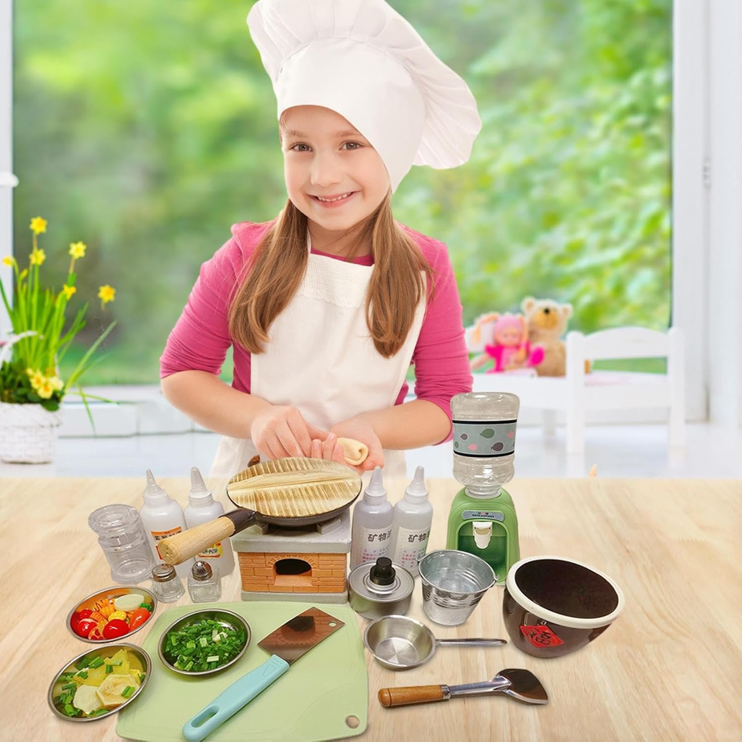 Mini Cook Set - Realistic Cooking Tools, Metal Frying Pot, Tiny Kitchen Utensils with Stove Burner, Real Heat Miniature Cookware | Functional Cooking Accessories for Creating Real Dishes in Play
