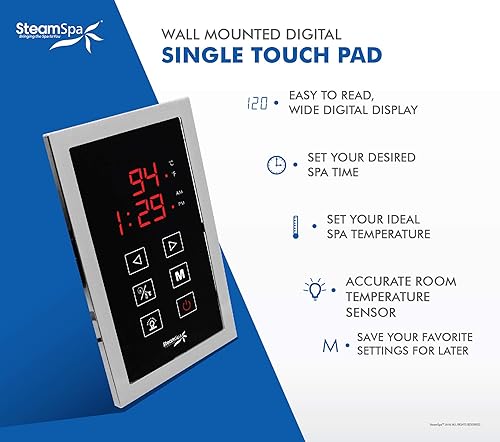 Miniatura 5 de Steamspa Sentry serie 12KW paquete generador de baño de vapor de inicio rápido en cromo pulido  Sauna Home Bath generador de vapor para ducha con