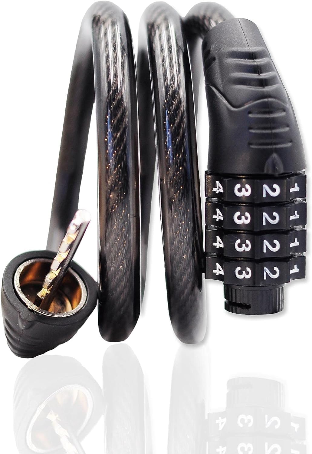 IDELLA Combination Bike Cable Lock 4 Digit, 32 inch Long Coiled