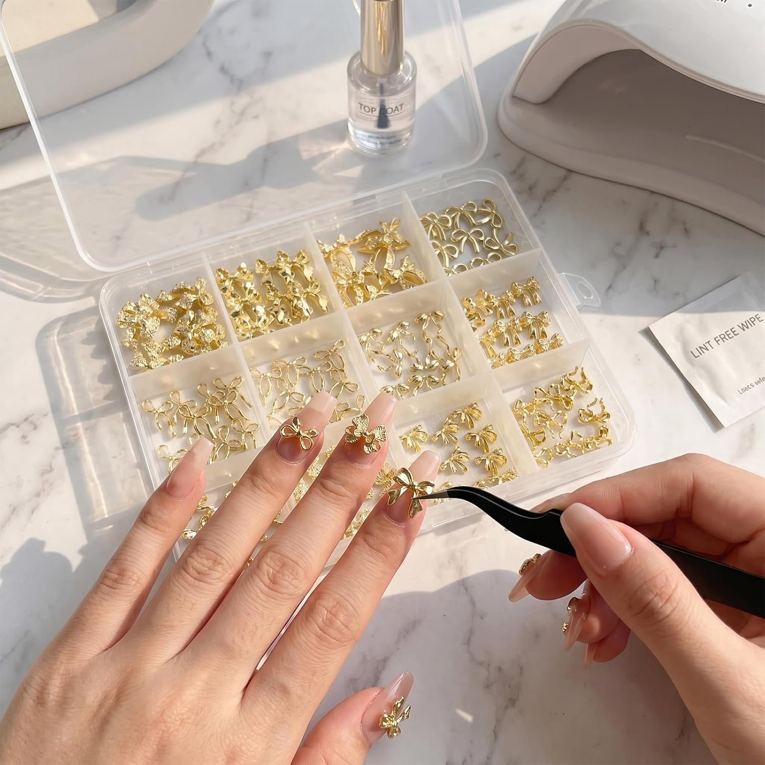 3D Alloy Metal Crystal Cross Nail Charms - 60 Pcs Ideal for Women and Girls' DIY Punk Nail Art, with Rhinestones, Great for Salons & Fashion Events (120, Golden)