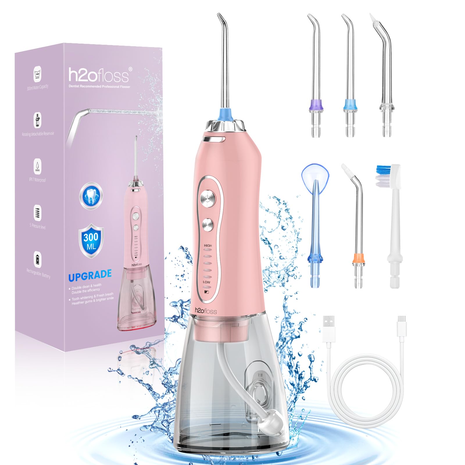 h2ofloss Oral Healthy Irrigator Pink plushhook