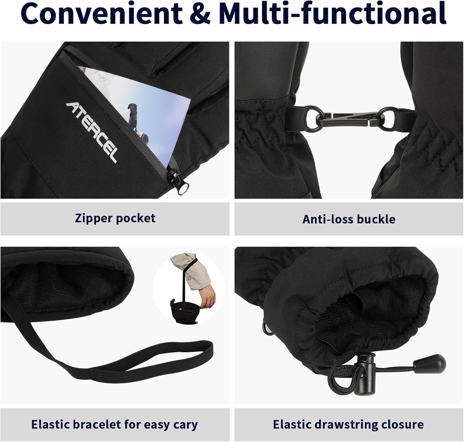 Waterproof Ski Gloves, Warm 3M Thinsulate Gloves, Touchscreen, for Men Women in Skiing, Snowboarding, Snowmobiling, Hiking - Image 5