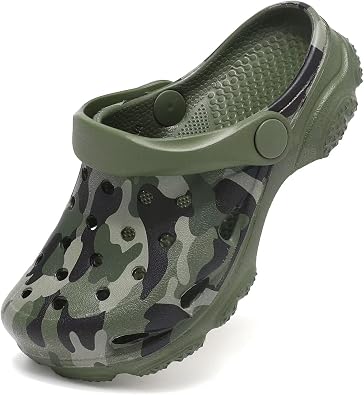 Cubufly Kids Camo Clogs Boys Girls Marbled Tie Dye Slides Sandals Toddler Pool Beach Water Shoes Slippers