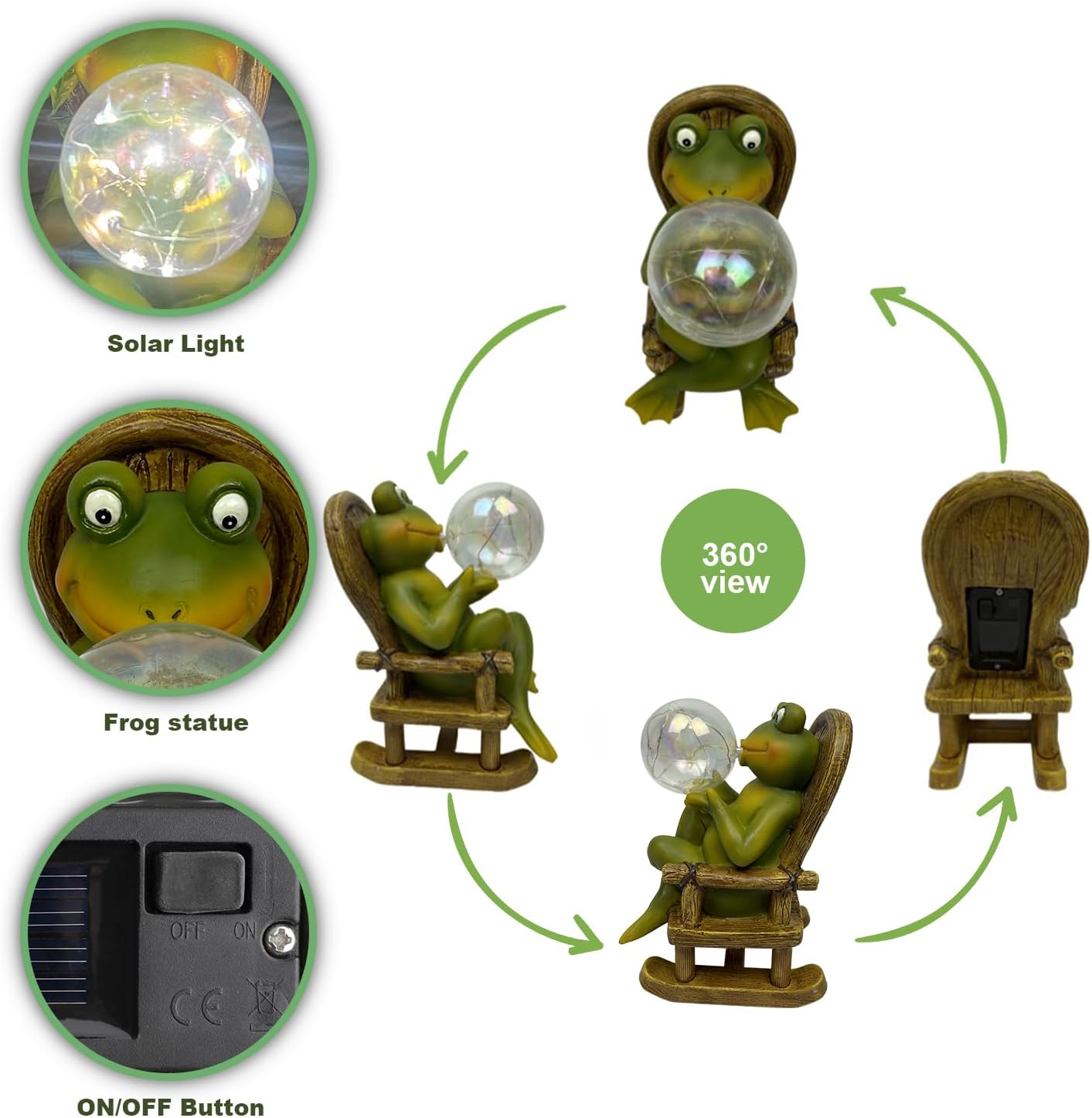 Funoasis Garden Outdoor Frog with Solar Powered Lamp Unique Gifts for Mom Outside Decor for Lawn Balcony Home Ornaments