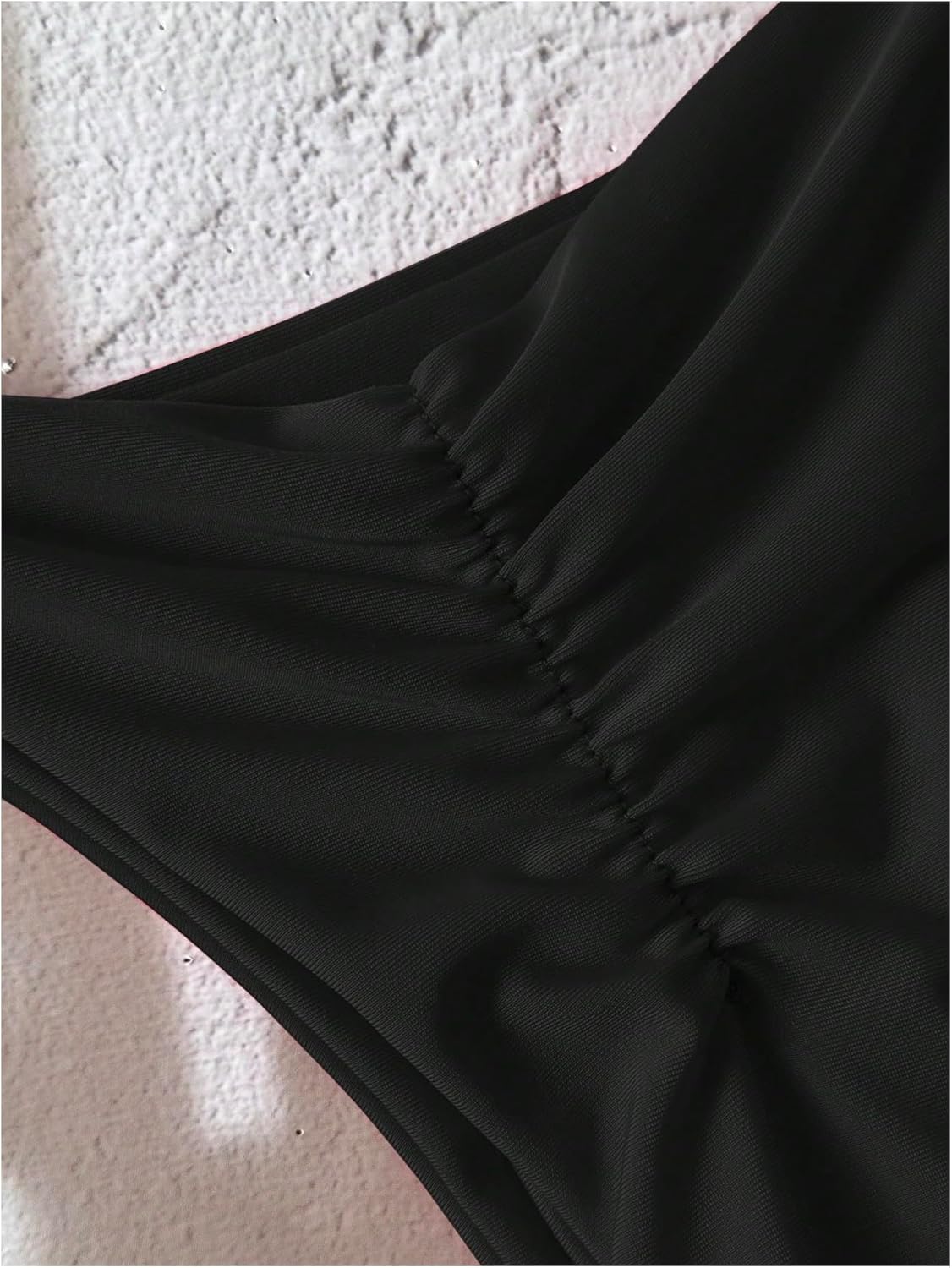 SHENHE Women's High Cut Thong Bikini Bottom Ruched Low Rise Adjustable Sexy Swimsuit Bottom - Image 2