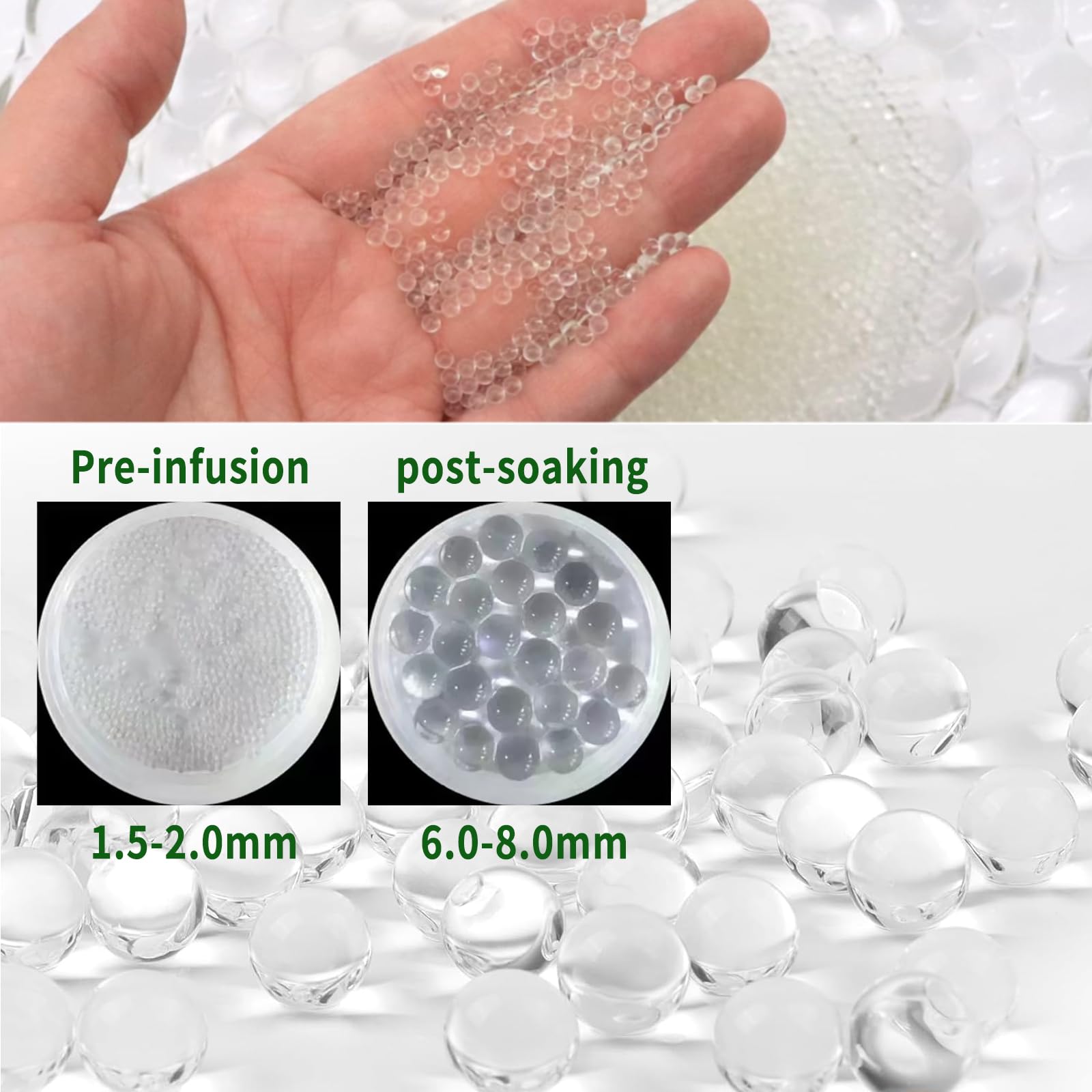 Perlas de Agua 100000 Piezas Bolas de Gel para Plantas Bolas Hidrogel Perlas de Gel de Agua Transparente para Arreglo Floral, jarrón, Decoración del Hogar