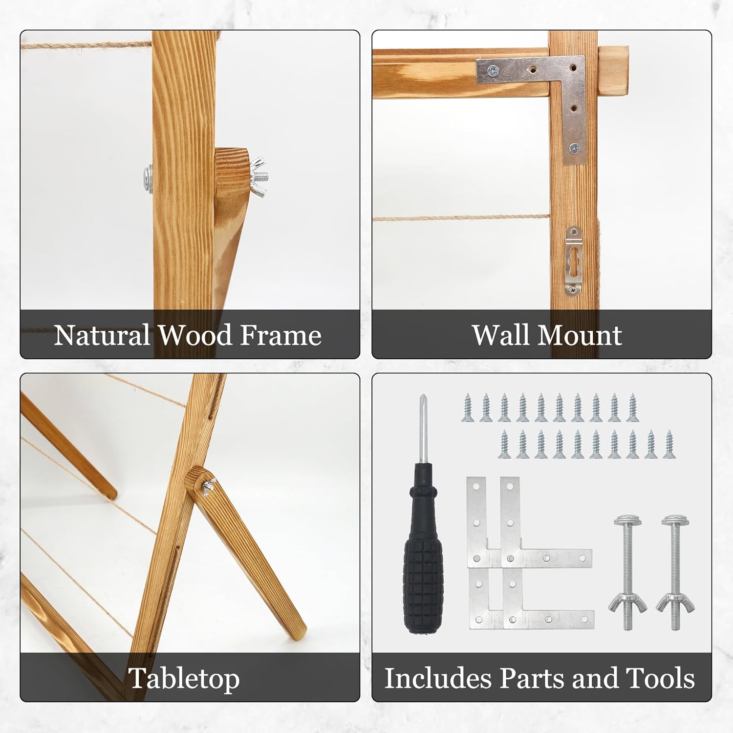 Freestanding Photo Display Board with Clips, Stable Tabletop Picture Frame Stand Holds 30+ Photos, Graduation Centerpiece Decorations 2026, Wooden Board for Photos, Artworks (Carbonized)