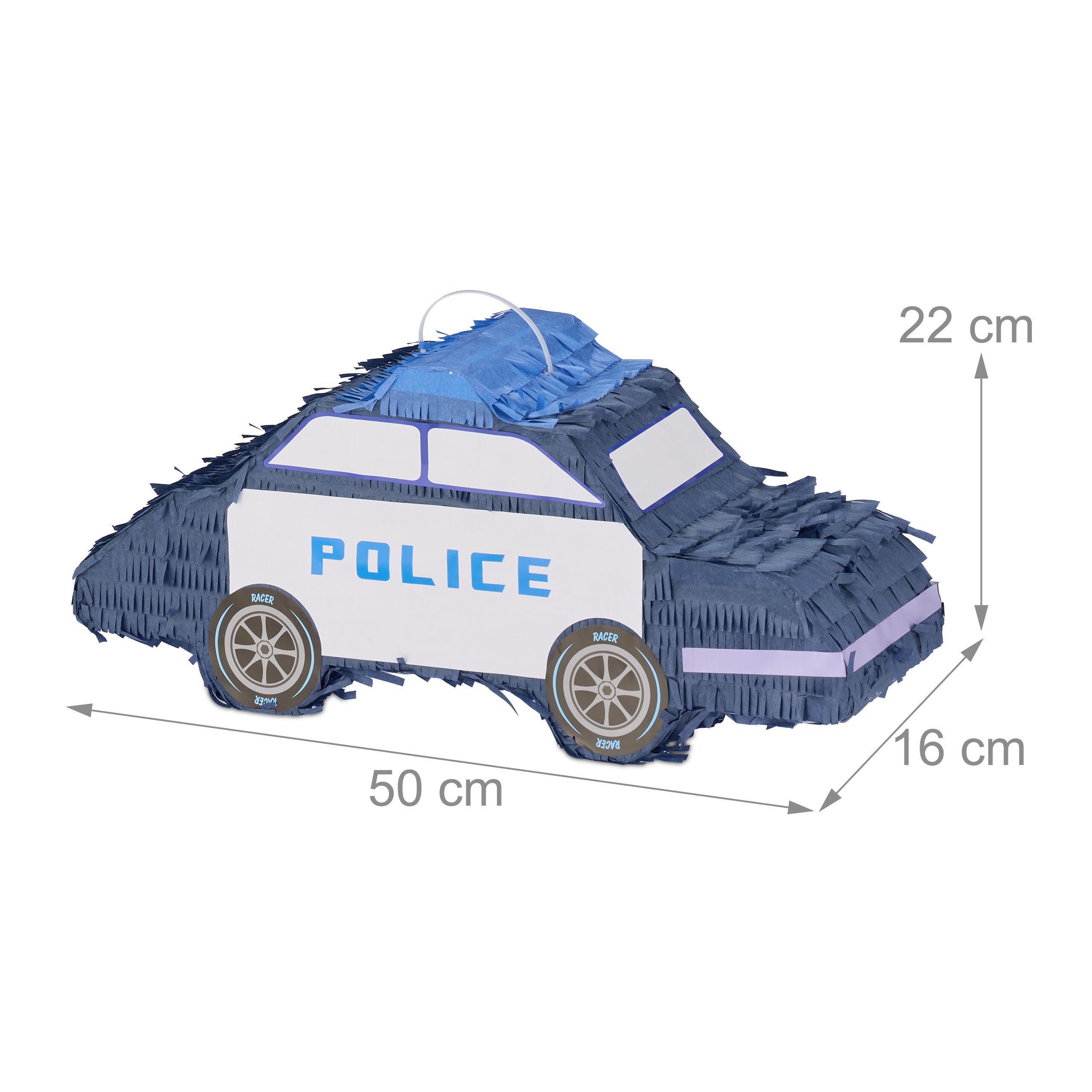 Relaxdays Pignatta Polizia, Bastone e Maschera, Piñata Vuota, Gioco Festa Compleanno Bambini, 22x50x16 cm, Multicolore