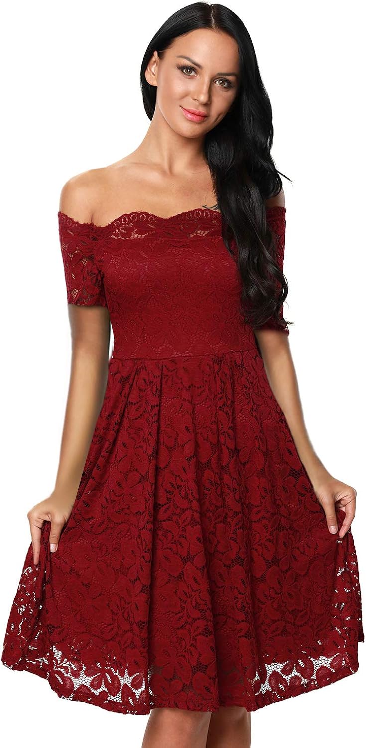 Eastylish Elegant Women's Off Shoulder Lace Cocktail Wedding Party Dress …