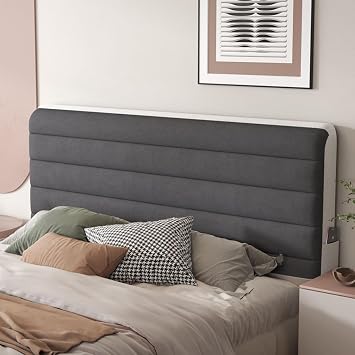 Velvet Stretch Bed Headboard Cover for Queen King Full Size, Quilting Bed Headboard Slipcover Dustproof Protector Cover for Upholstered Headboard Grey,120cm