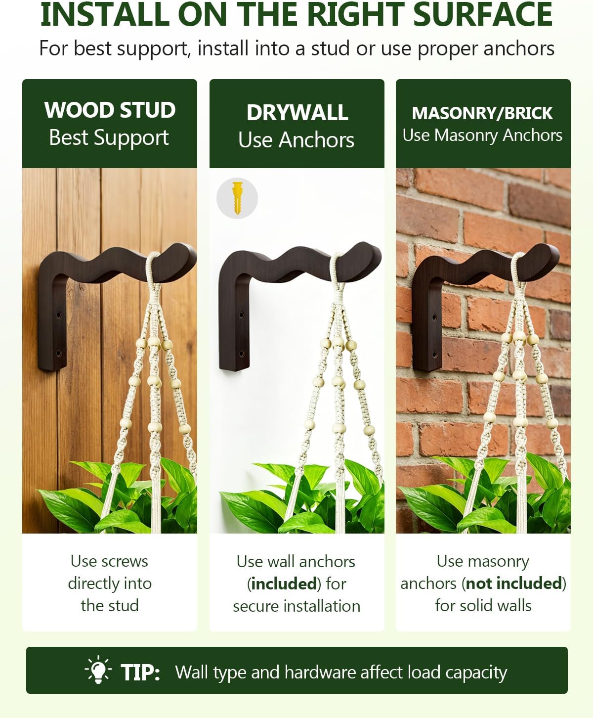 Wavy Plant Hanger Hooks – 2 Pack Rustic Wooden Wall Mounts for Indoor/Outdoor Use, Ideal for Hanging Baskets, Lanterns, and Bird Feeders – Decorative Brackets for Patio and Balcony