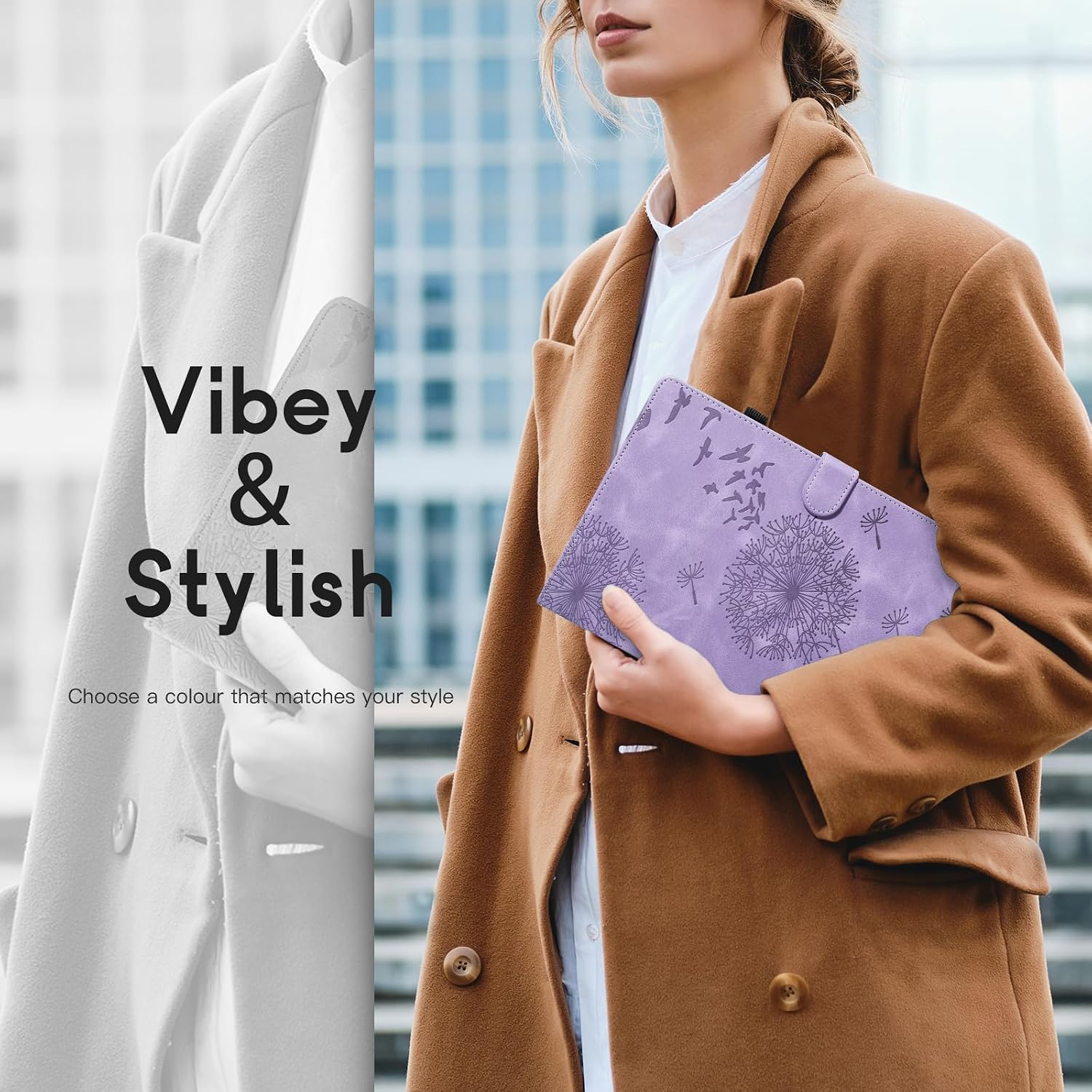 Tablet Cover for ipad 9th Generation, Dandelion Design with Kickstand for Apple Pencil Holder, Magnetic Closure and Precise Cutouts, Compatible with Apple iPad 10.2 Inch 2021/2020/2019 Case Purple image 5