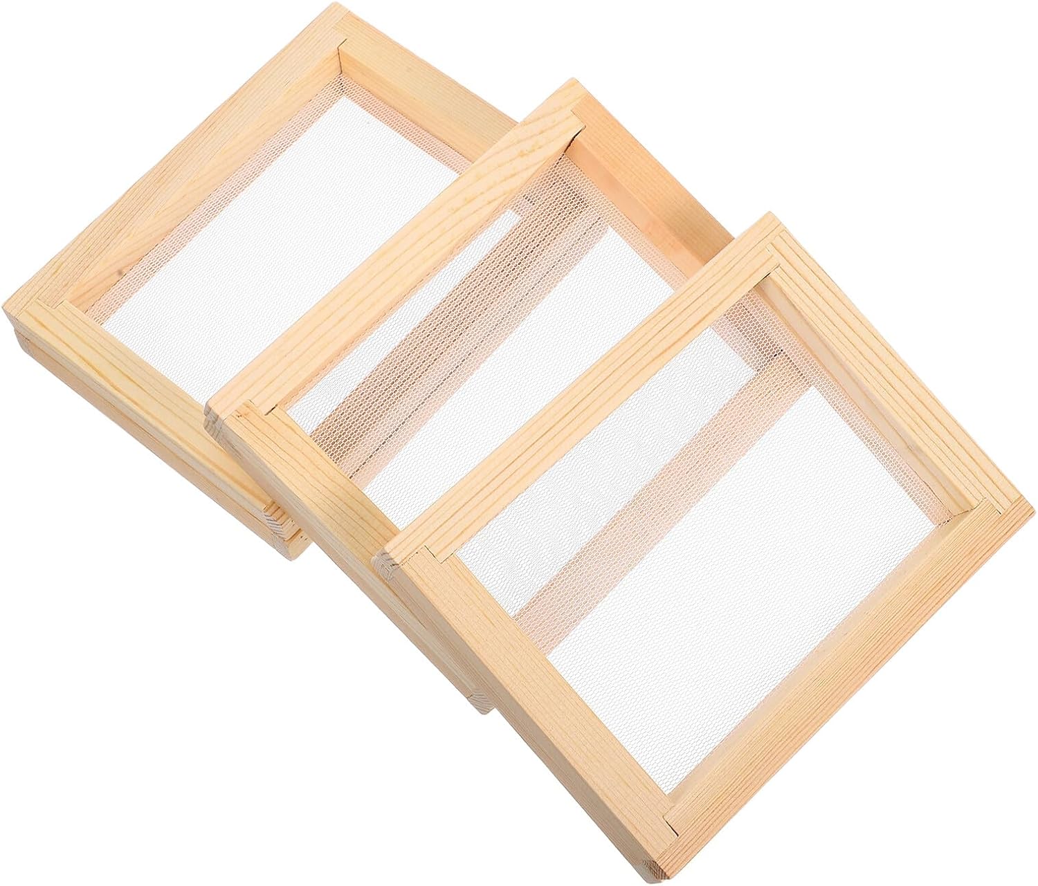 Cabilock 3pcs Wooden Papermaking Frame Kit 10x13x2.2cm Pine Wood Paper Crafting Screen for Educational DIY Handmade Paper Art Projects