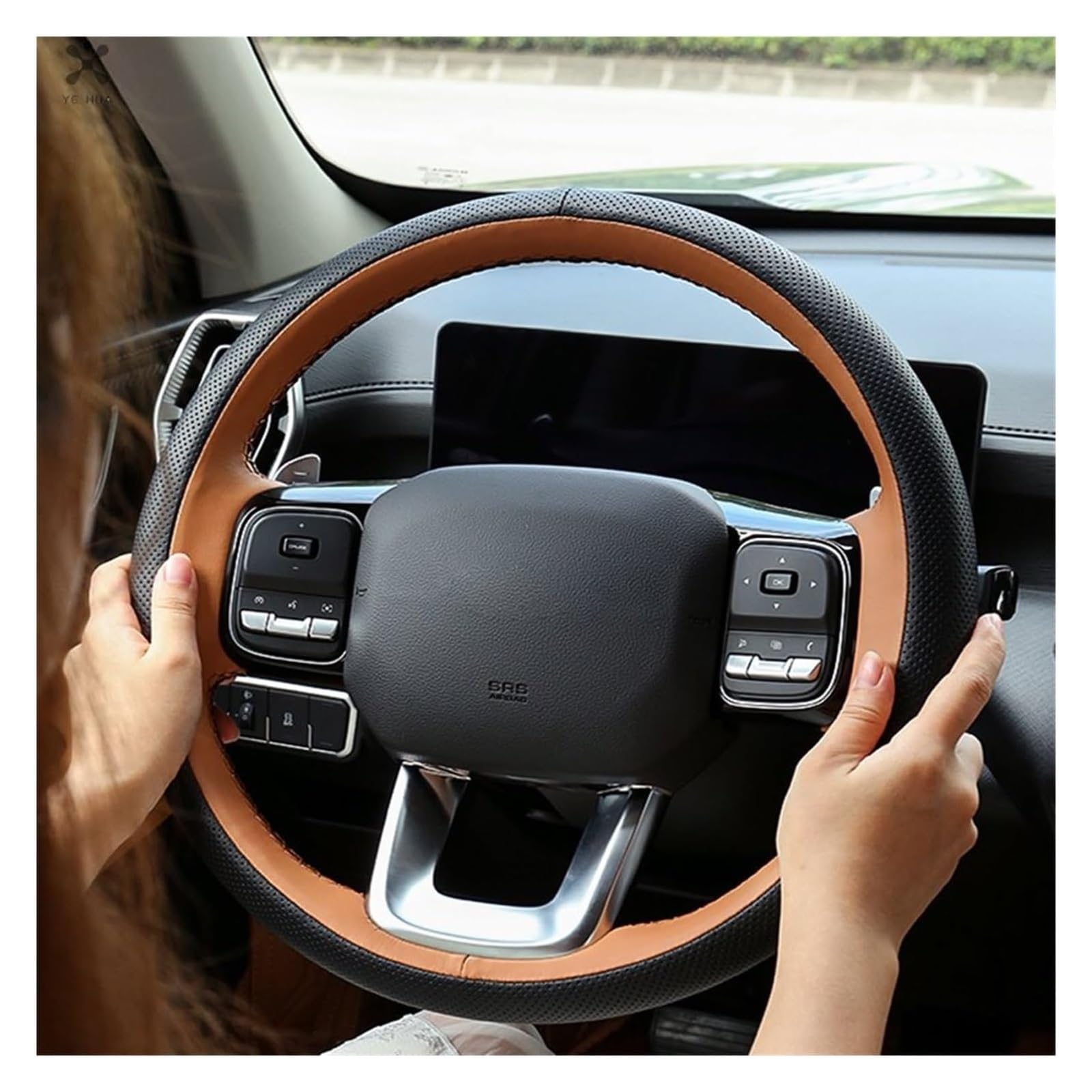 Volante Funda Coche para Great Wall Haval H5 II 2023 2024 Funda De Volante Cuero Microfibra Cosida A Mano Interior Coche Fundas Protector(marrón)