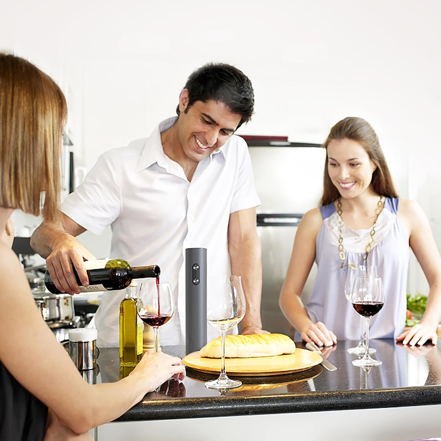 Generic Abridor de vinho elétrico, operado por bateria, preto, material ABS, automático, cortador de folha, abridor de garrafa de vinho