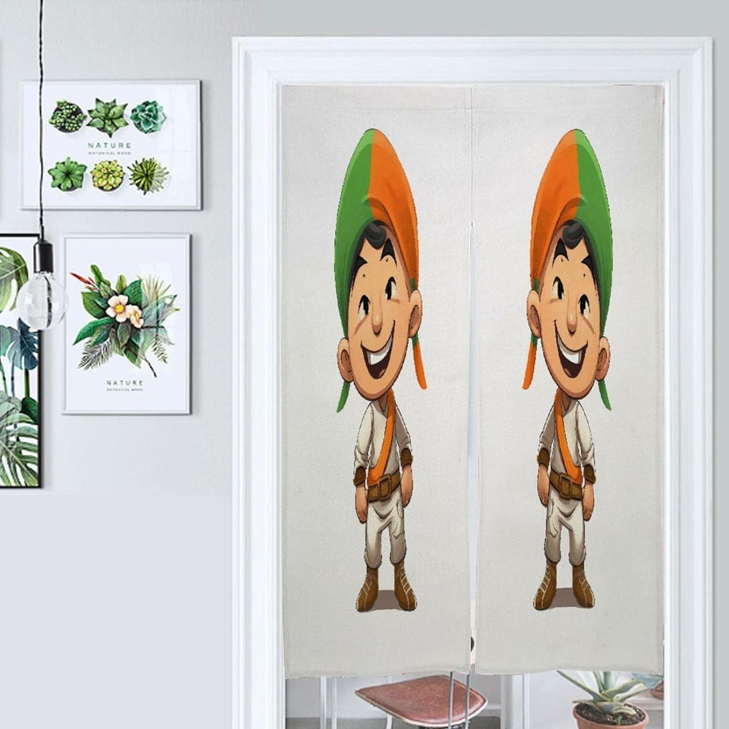 Man Wearing Turban Door Curtain Printed Doorway Noren Japanese Style Doorway Room Divider Curtains for Privacy Partition Divider Kitchen Home Decorations Wall Hanging