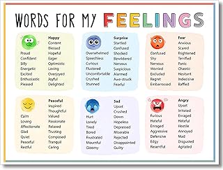 uoyien Feelings Chart for Kids Mental Health Classroom Posters Words for My Feelings Emotions Poster Calming Corner Emotional Regulation School Preschool Therapy Office Decor Prints 12x16in Unframed