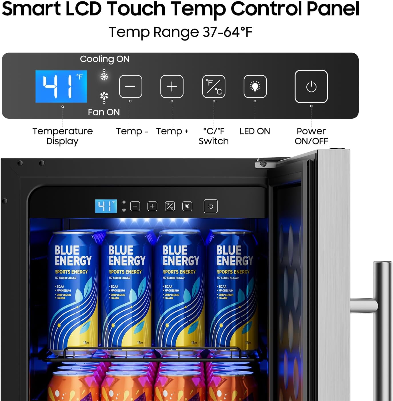 15 Inch Outdoor Fridge, 92 Cans Beverage Refrigerator with Stainless Steel Door Built-In or Freestanding, Outdoor Refrigerator for Patio & Waterproof for Soda Beer Wine-Kitchen Bar Office thumbnail