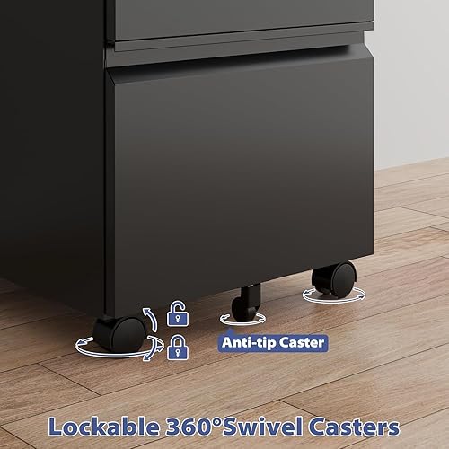 Miniatura 27 de Archivador de 4 cajones con cerradura, archivadores de metal, archivador vertical pequeño archivador de acero con cerradura para oficina en casa