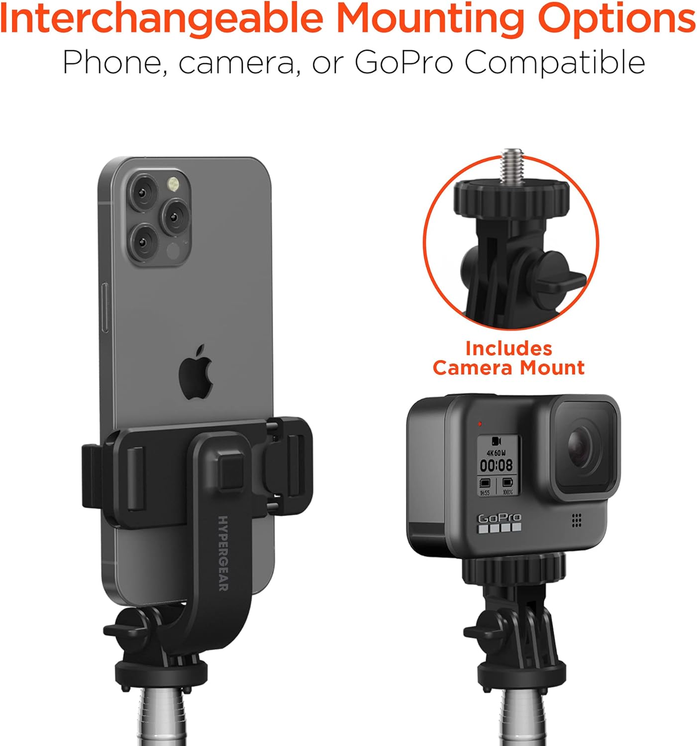 HyperGear Snapshot Phone Tripod Stand, 39" Selfie Stick for iPhone Tripod, Cell Phone Stand for Recording w/Bluetooth Remote, Selfie Stick for Android Portable Holder for Filming, Vlogging, Streaming