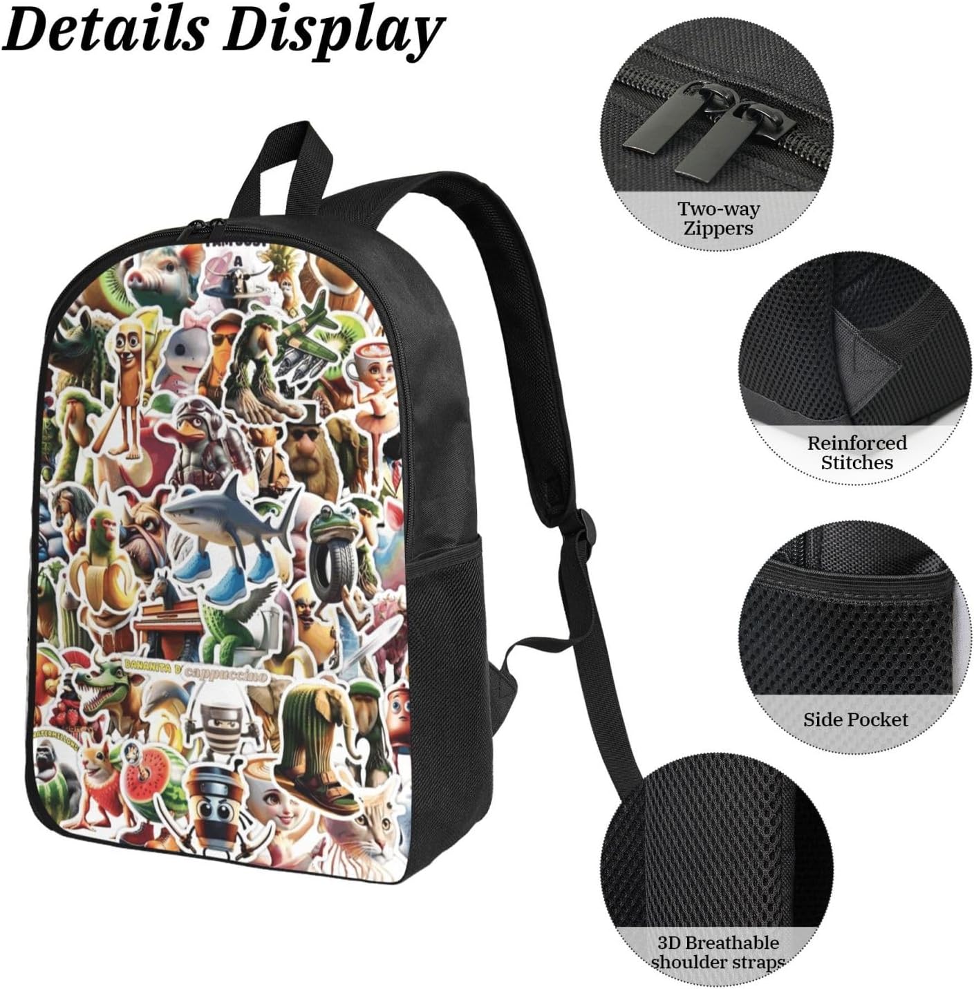 Italian Brainrot Backpack Set Lightweight Backpack for Men Women (Style-6)