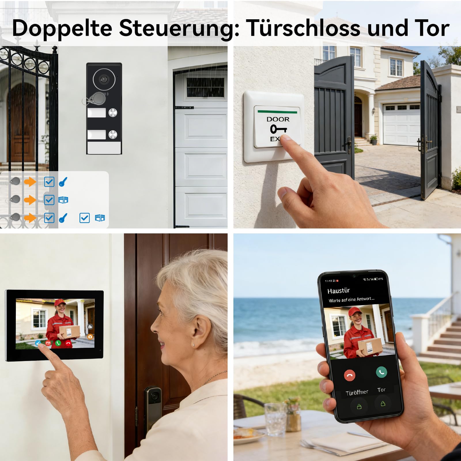 Video Türsprechanlage 2-Draht für 2 Familienhaus, 2X 7 Zoll Monitor & App - Smarte Video Türklingel mit Kamera & Gegensprechanlage, RFID, 2-Wege-Audio KW08-IP7-2F