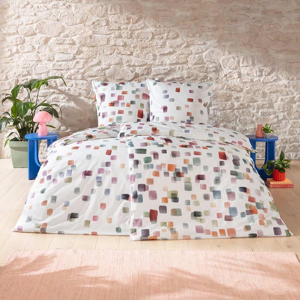 ESTELLA Bettwäsche Emily | Multicolor | 155x220 cm + 80x80 cm | seidig-glänzende Oberfläche | pflegeleicht & trocknerfest | atmungsaktiv & anschmiegsam | 100% Baumwolle