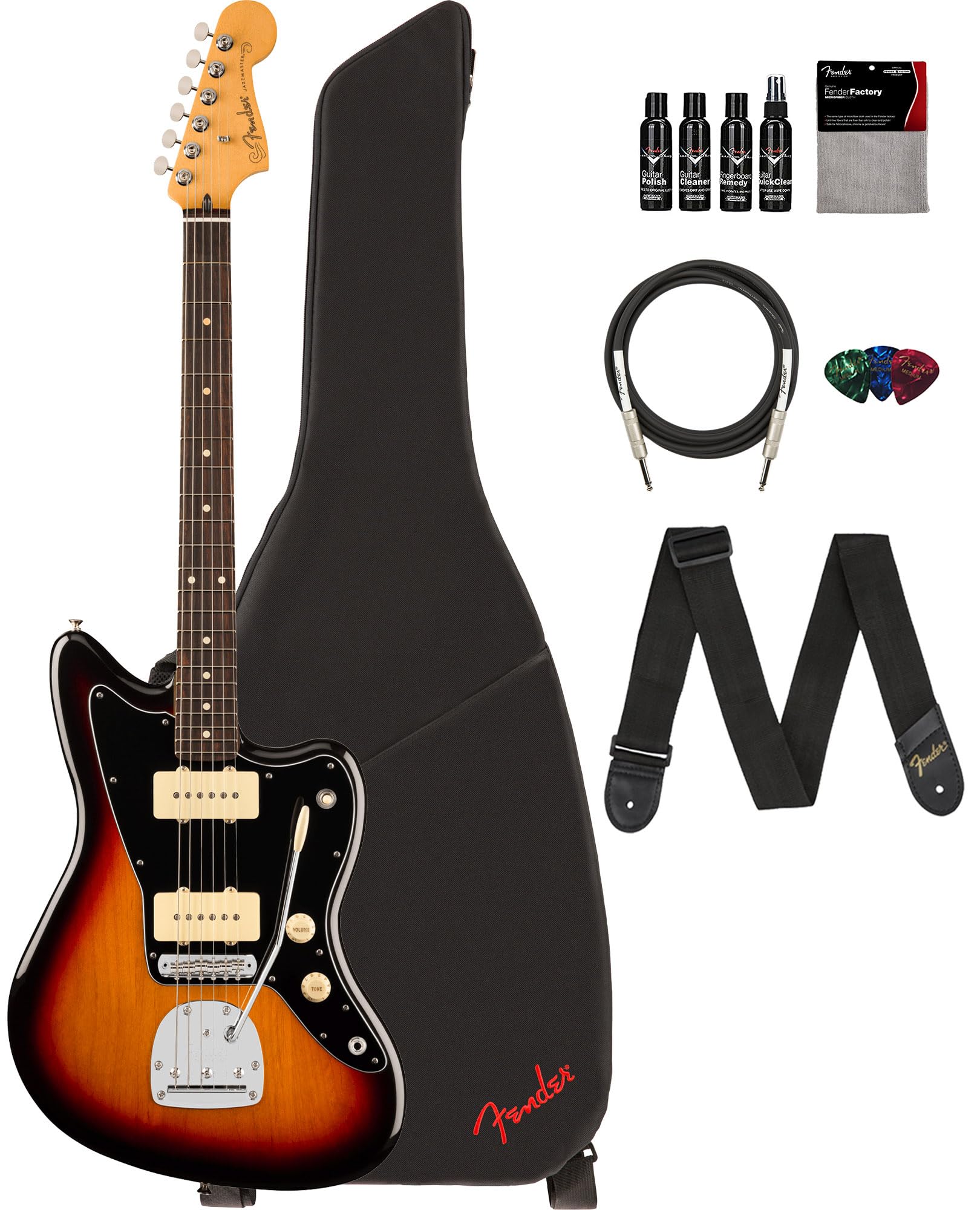 Amazon.com: Fender Player II Jazzmaster - 3-Color Sunburst Bundle
