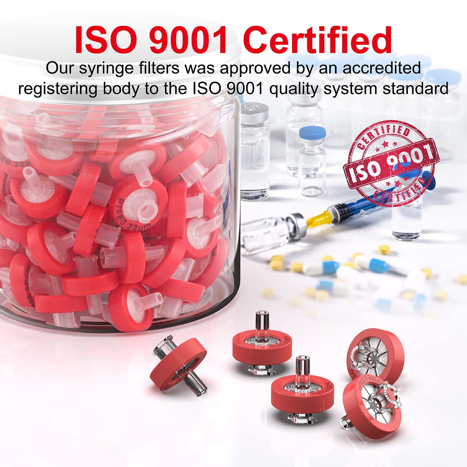 100 Pack Syringe Filters PTFE, Syringe Lab Filters 13mm Membrane Diameter, 0.22um Pore Size, Hydrophobic Non-Sterile Filtration for Mushroom Mycology Liquid Culture Lid, HPLC and GC Samples: Industrial & Scientific