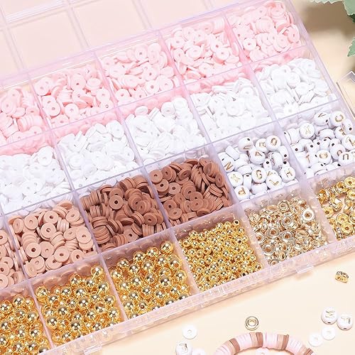 Miniatura 5 de LFLIUN Kit de fabricación de pulseras con cuentas de oro, cuentas de arcilla, kit de fabricación de joyas y pulseras para niñas, juego de pulseras