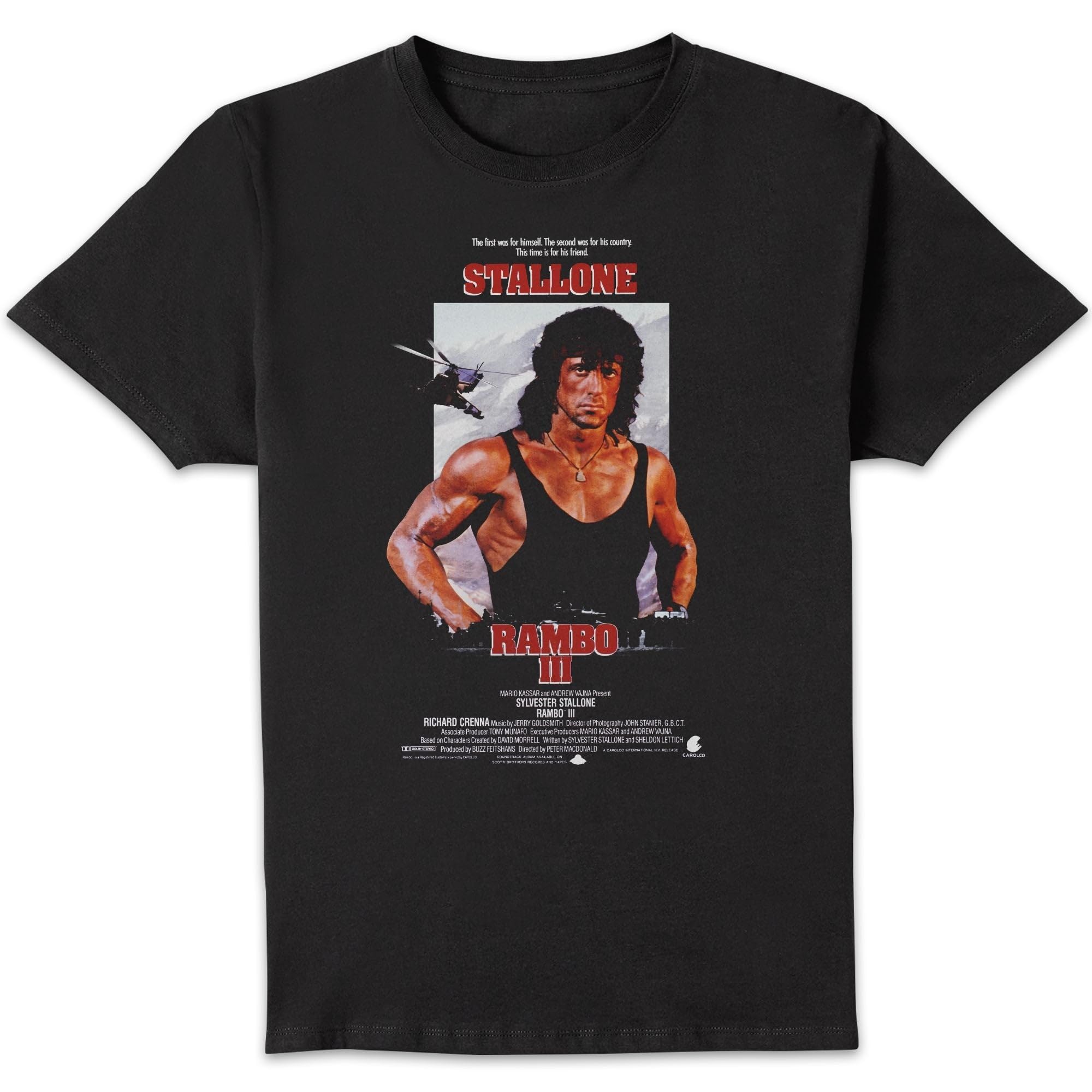 Zavvi Unisex Multi Rambo 3 Classic Poster T-Shirt - Black 4XL