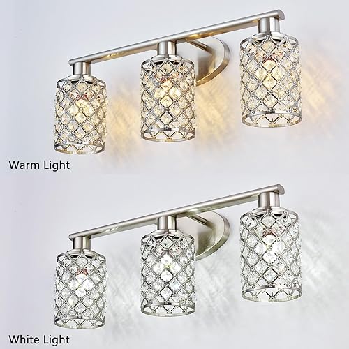 Miniatura 8 de Lámpara de baño de 3 luces, moderna lámpara de tocador de granja, luces de baño de níquel cepillado sobre espejo, accesorios de iluminación de