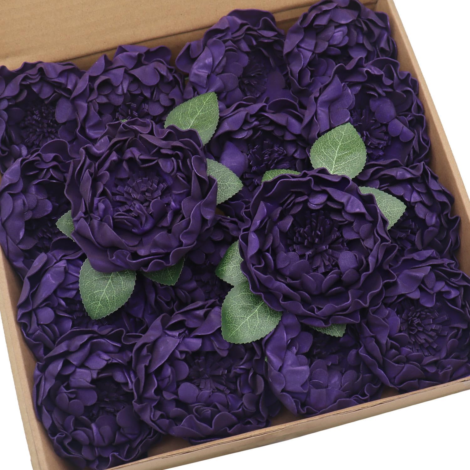 Artificial Flowers 16PCS 4" Navy Blue Blooming Peonies Fake Roses with Stem for DIY Wedding Bouquets Centerpieces Baby Shower Party Home Decorations