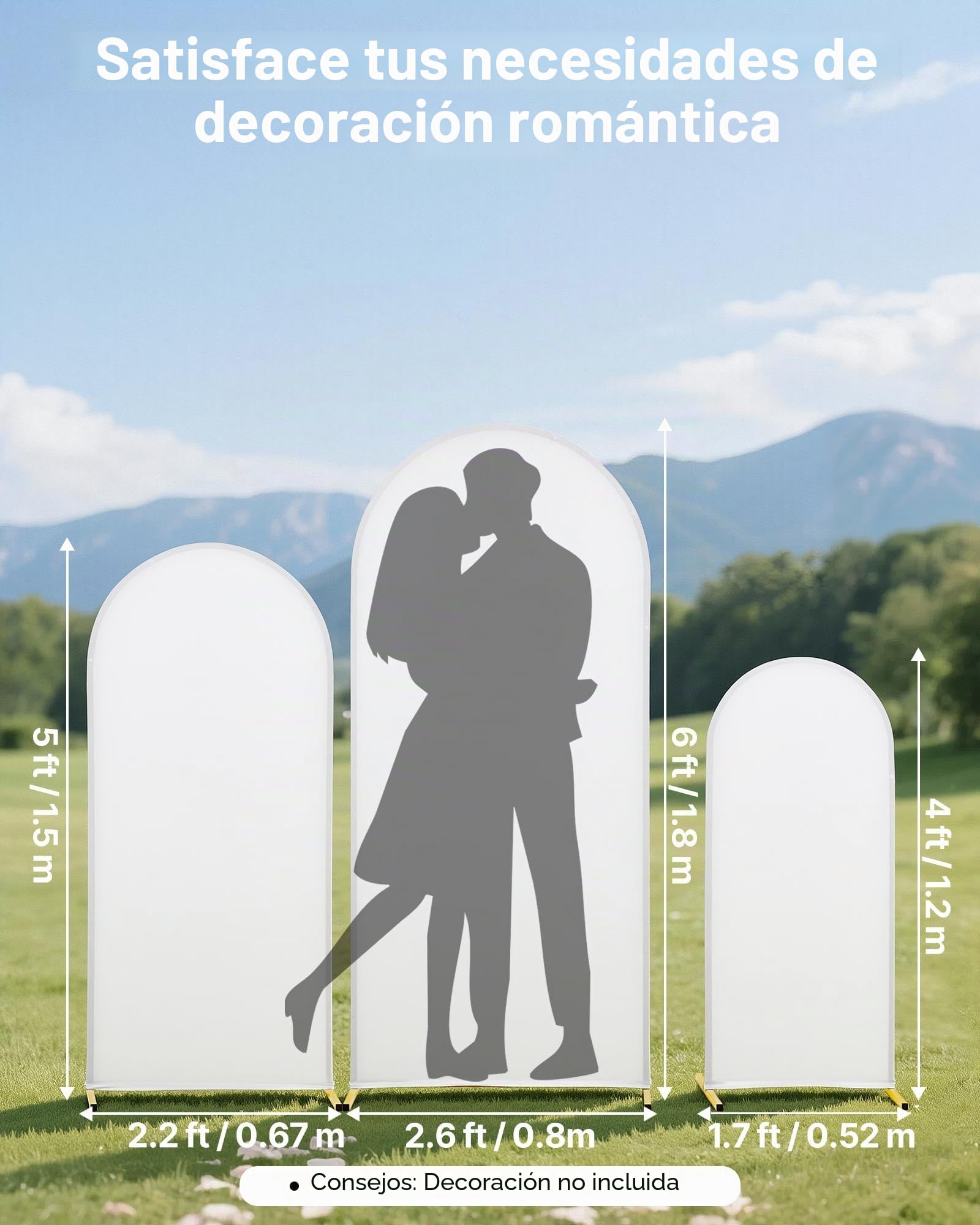 VEVOR Soporte de Arco de Metal Dorado para Fondo de 1,8/1,5/1,2 m, Forma Semicircular, Estructura Estable, con Cubierta, para Decoración de Bodas, Cumpleaños, Celebraciones y Ceremonias, 3 Piezas