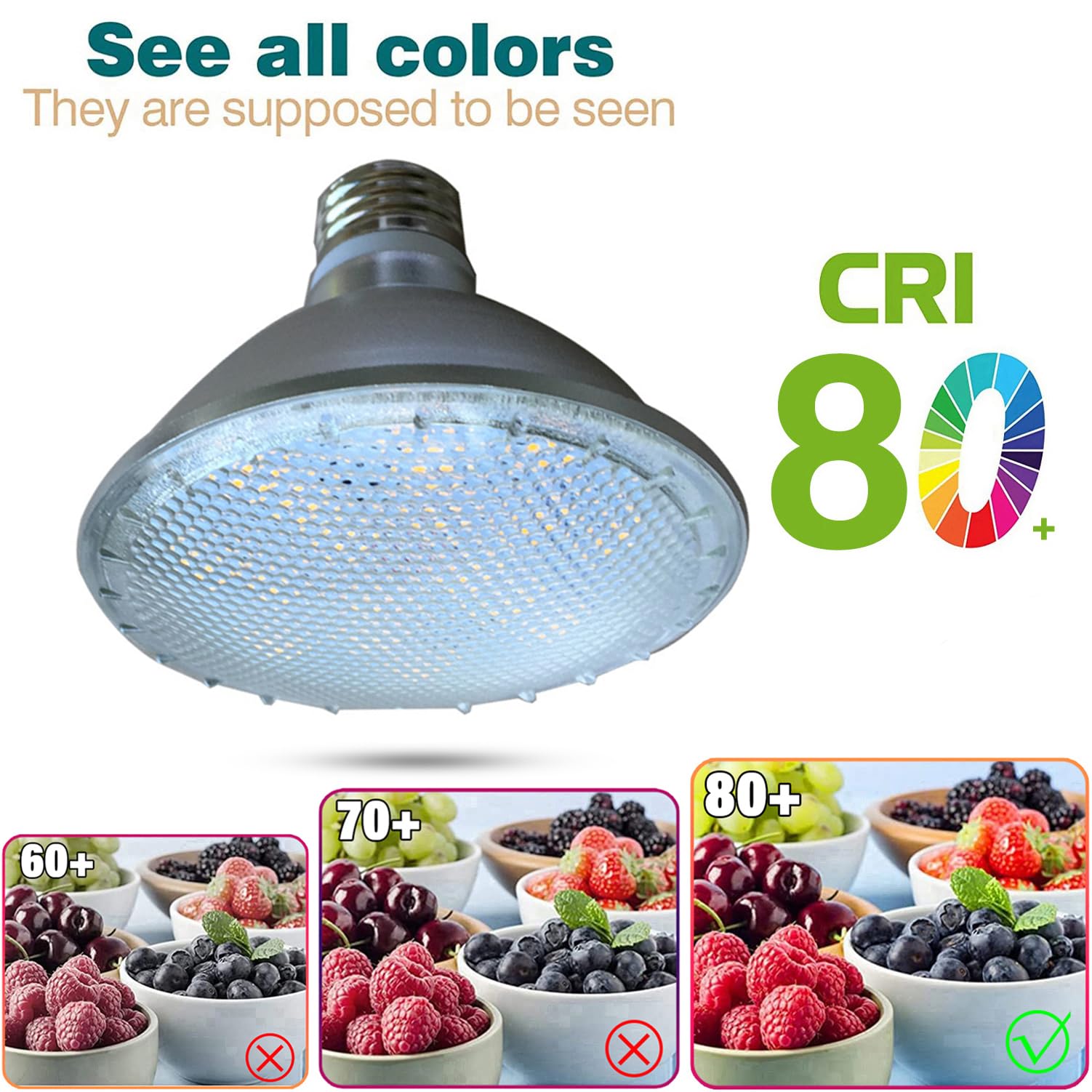 Bombillas LED PAR30 de 12 W, bombilla regulable de 1200 lm, ajuste de brillo del 10% al 100%, base E26/E27, bombilla LED de cuello corto Par30 (8 piezas)