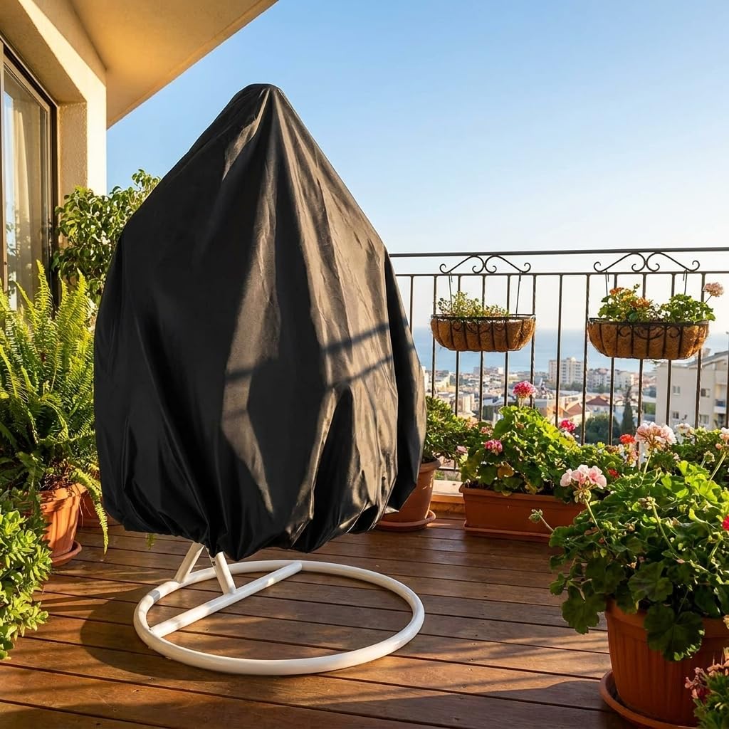 QWORK® Pokrowiec na fotel wiszący Duży 420D Tkanina Oxford Wiszący Pokrowiec ochronny Wodoodporny i ochrona UV Wiszący pokrowiec na krzesło, 190 x 115 cm