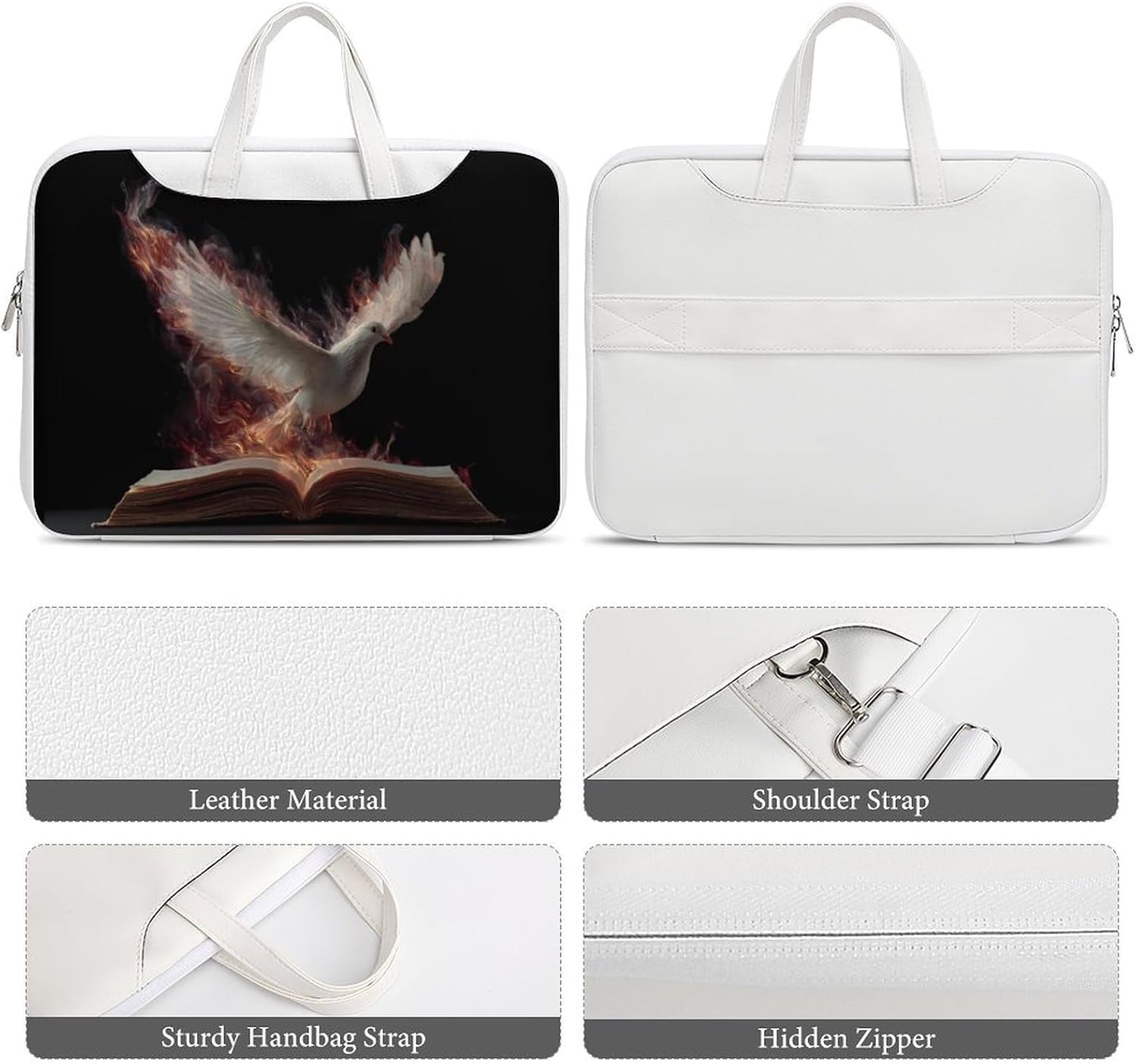 Dove of Peace PU Shockproof Laptop Tote Bag image 5