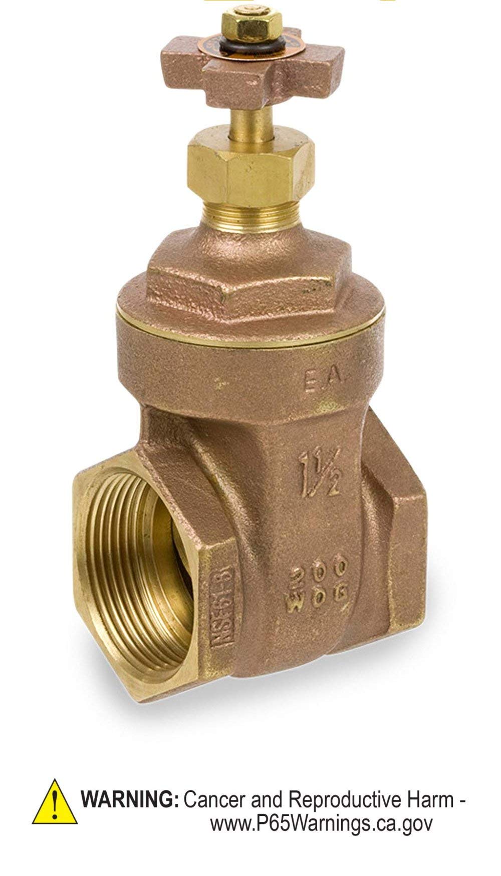4105 Series Brass Gate Valve, Non-Rising Stem, Inline, Cross Handle, 1/2" NPT Female, Non-Potable Water Use Only